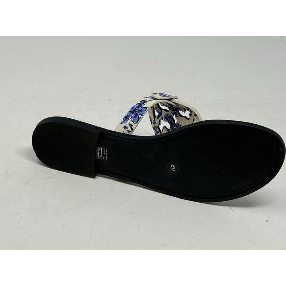 Tory Burch Miller sandal 6 Blue white branches - Picture 5 of 7